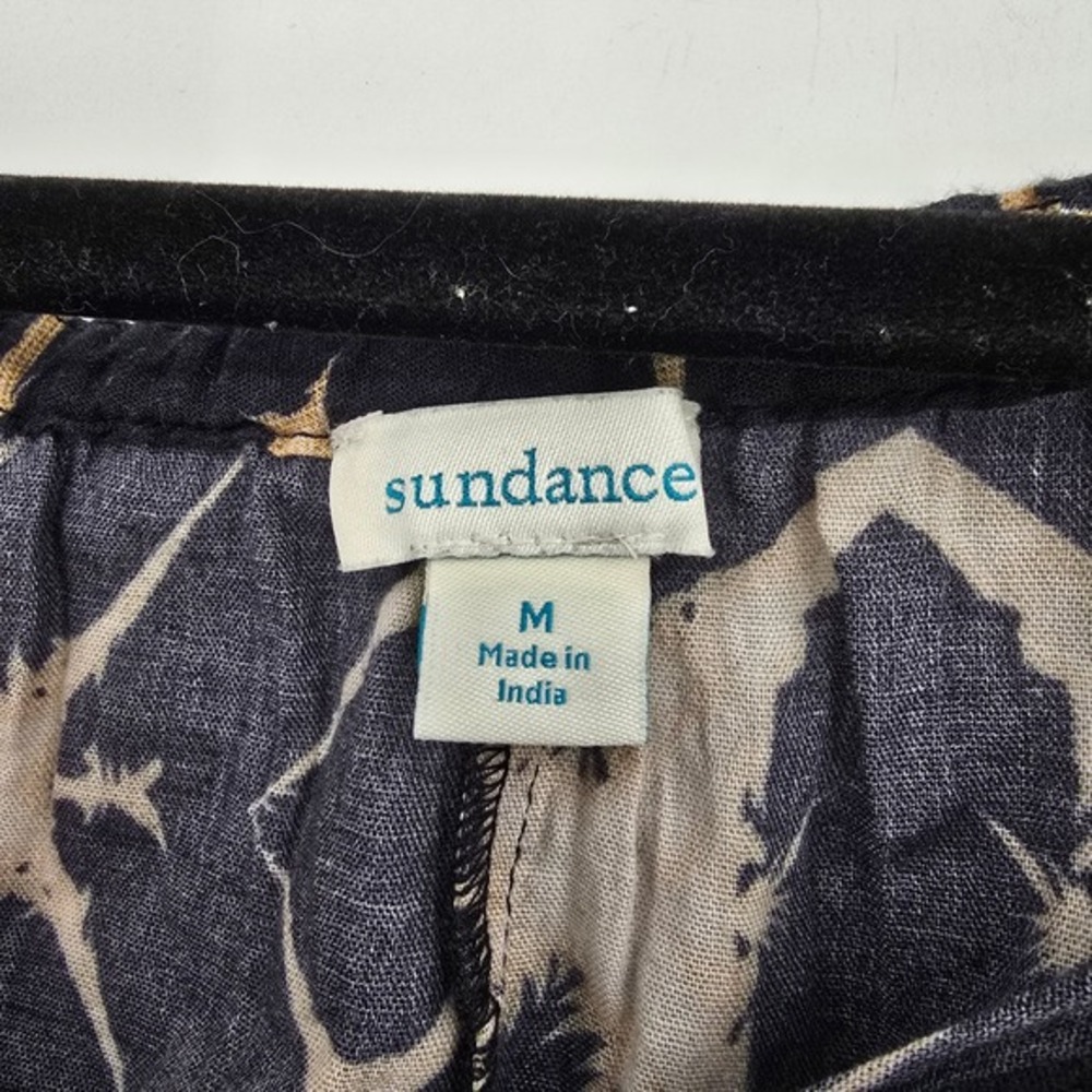 Sundance Womens Black Tan Geometric Tie Dye Cotton Tassel Peasant Blouse Medium - Picture 3 of 10